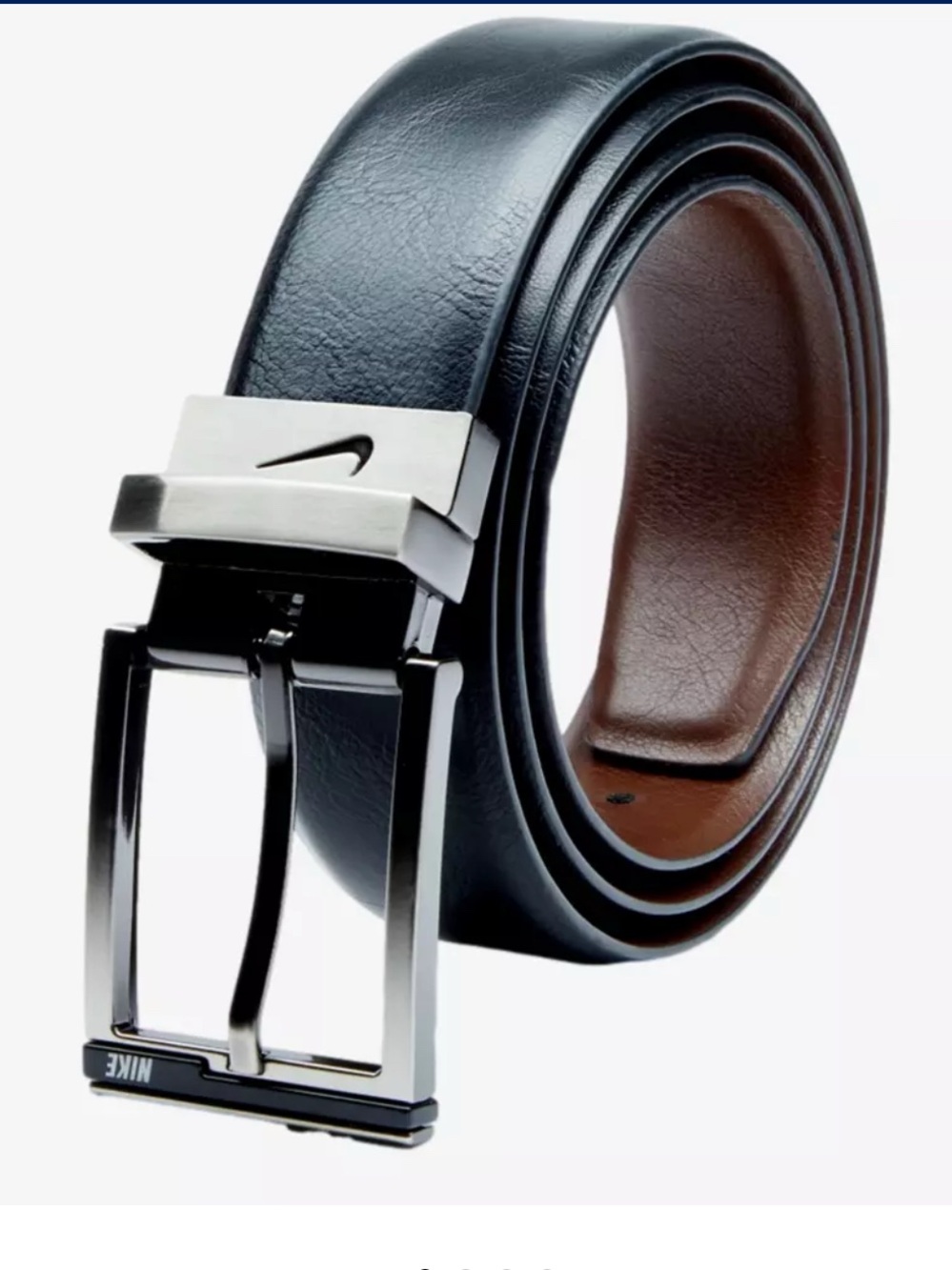 Men’s Reversible Nike belt brown or black Leather size 38 Silver Buckle